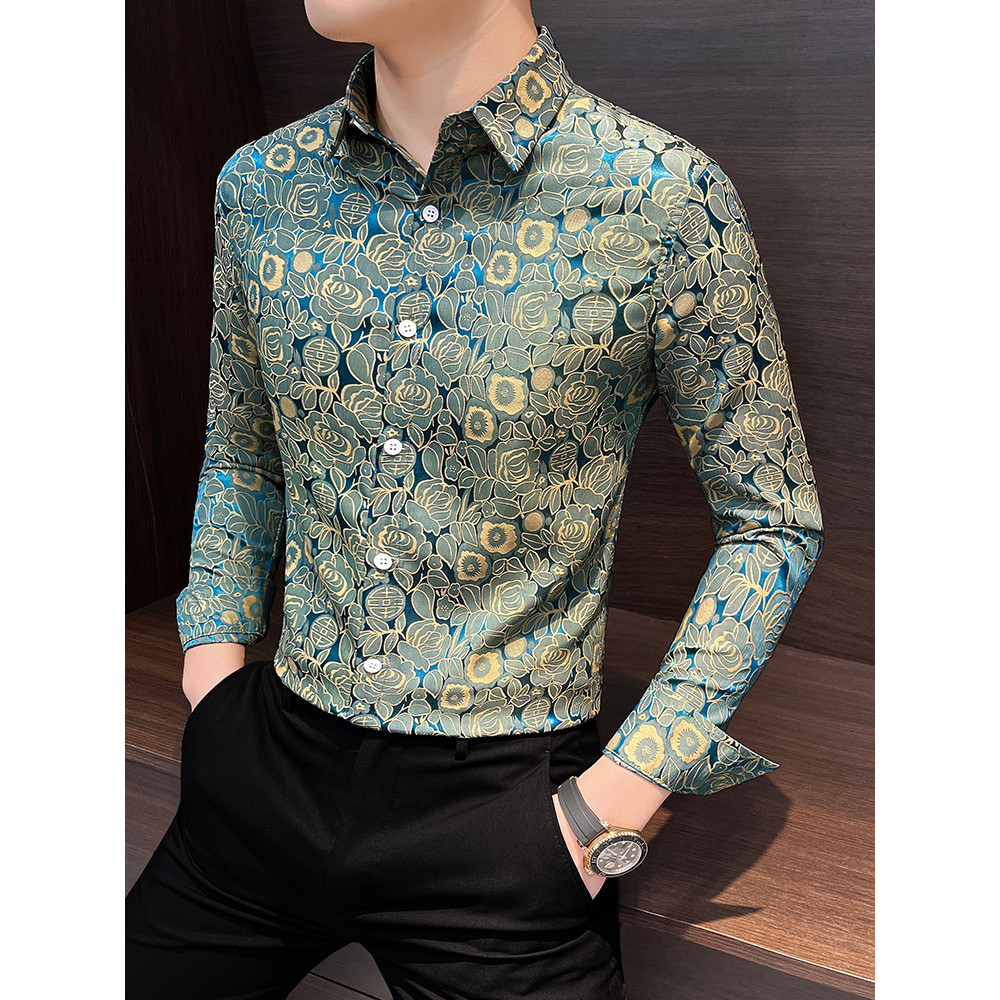 Camisa estampada de manga comprida estilo masculino rufião estilo bonito primavera outono 2026 novo estilo Super quente 