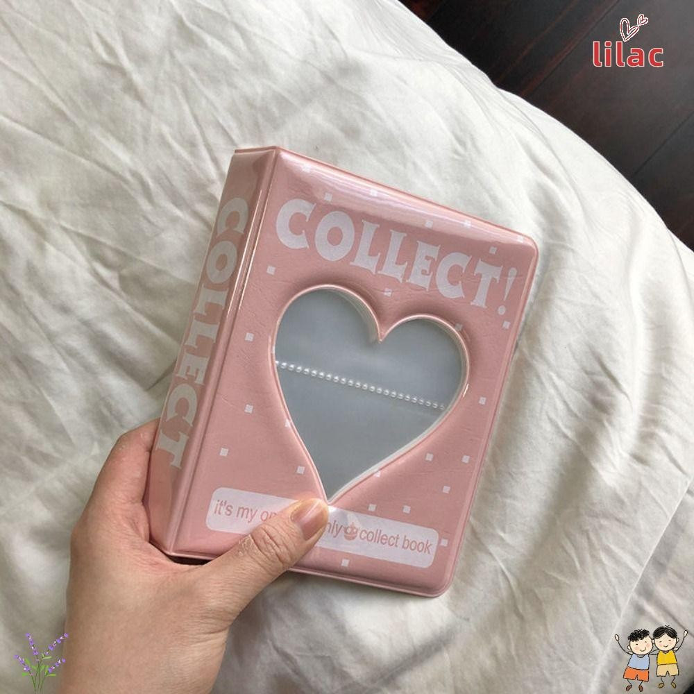 Suporte Para Cartão Fotográfico LILAC , Álbum De Fotos Oco Com 64 Bolsos , Mini Porta-Em PVC Amor Coração Feminino