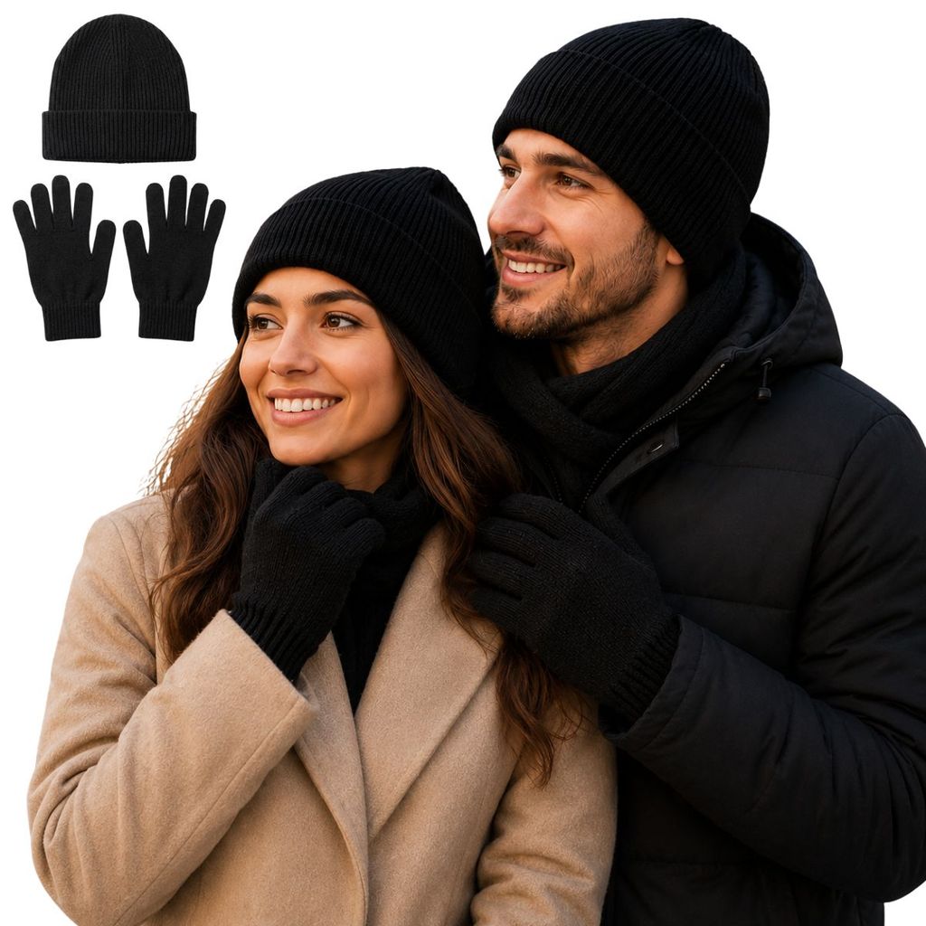 KIT TOUCA (GORRO) E LUVAS DE INVERNO UNISSEX PROTEÇÃO CONTRA FRIO TÉRMICO MACIO TAMANHO ÚNICO