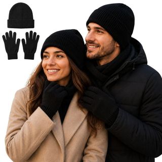 KIT TOUCA (GORRO) E LUVAS DE INVERNO UNISSEX PROTEÇÃO CONTRA FRIO TÉRMICO MACIO TAMANHO ÚNICO