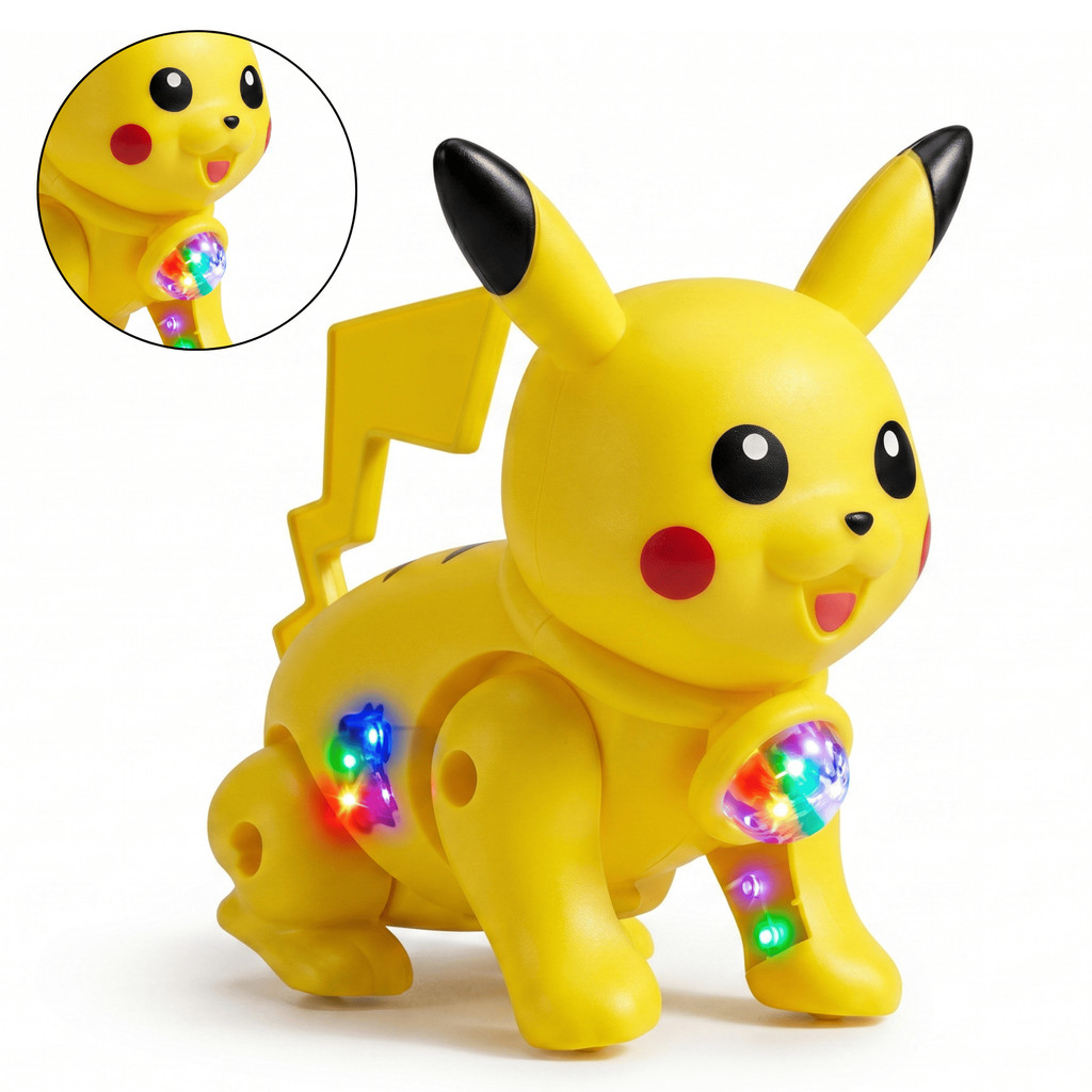 Brinquedo Pikachu Interativo que Anda, Mexe e Encanta com Efeitos de Luz LED