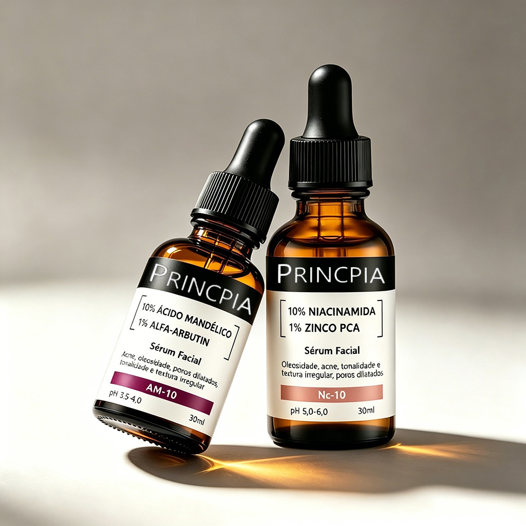 Kit Sérum Niacinamida Zinco PCA + Ácido Mandélico Anti Acne Clareia Manchas Controla Oleosidade Reduz Poros Hidrata Pele