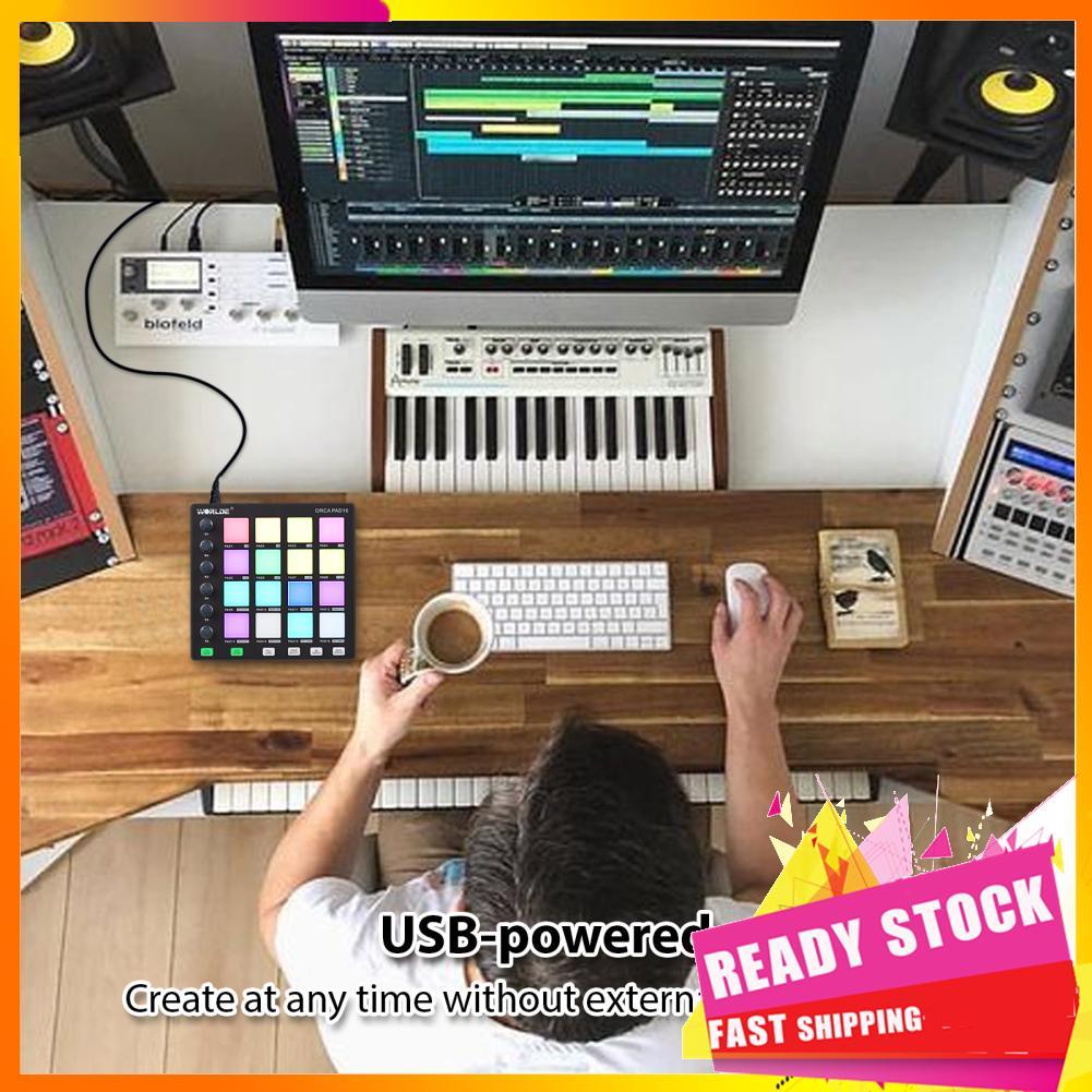 gfgfgfgg Controlador MIDI WORLDE Beat Maker Machine 6 botões atribuíveis Nota Repita botões de nível completo e
