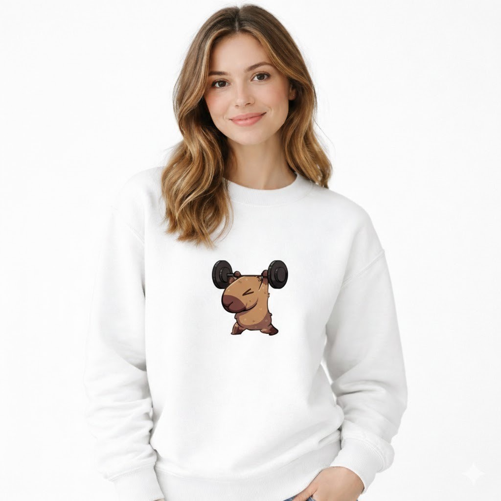 Moletom Feminino Capivara Fitness Academia 100% Algodão Estampado Casual Confortável Gym