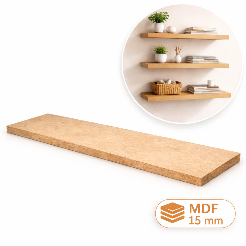 Prateleira MDF Cru 100x40cm Chapa 15mm Placa para Tábua Madeira Nicho para Marcenaria Decoração