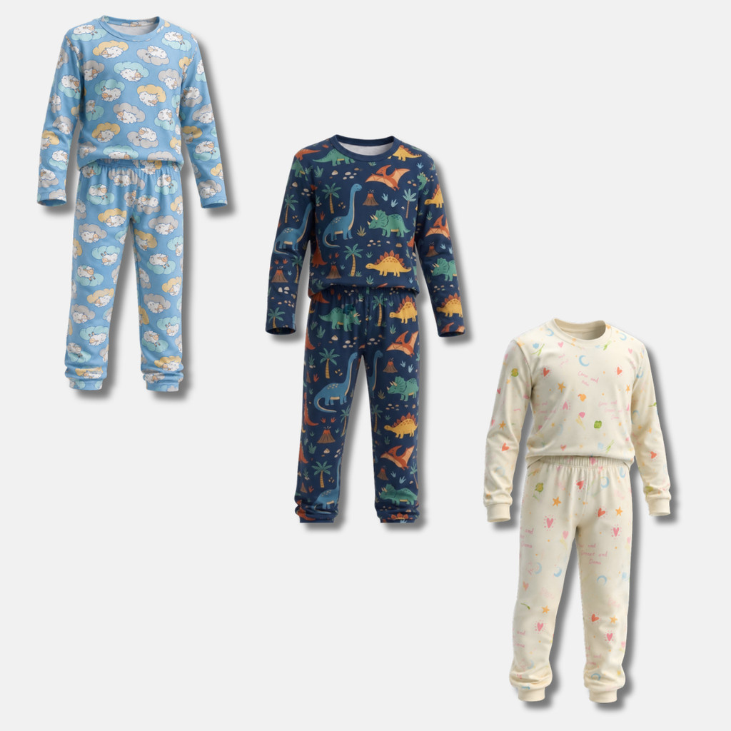 Kit 3 Pijama Infantil Feminino Longo Conjunto Inverno Infantil Confortável Tecido Leve Macio