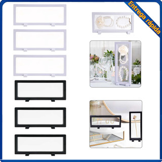 3pcs caixa de exibição flutuante 3D preto/branco (único 9x23x2cm) com 6 suportes Material PS
