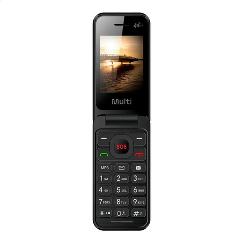 Celular Simples Para Idosos Multilaser Flip Vita 4g Teclas Grandes Som Alto Preto