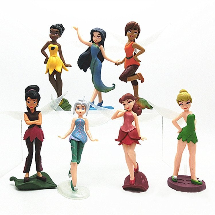 Conjunto de 7 Peças de Figuras Disney Tinker Bell de 8-10cm, Anjo Flor, Silvermist, Rosetta, Iridessa, Fawn, Vidia, Vers