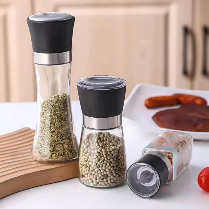 Organizador De Cozinha Porta Temperos Moedor De Vidro Prático Preto