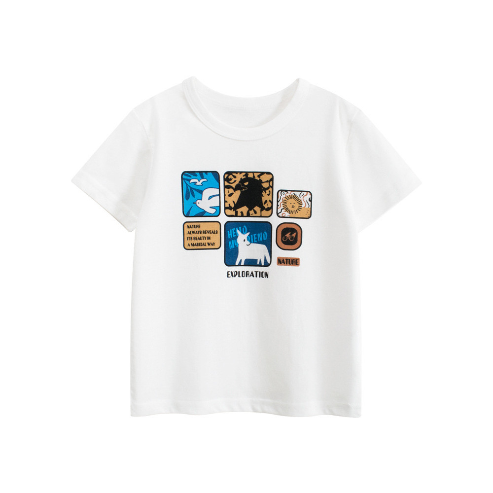 27 crianças puro algodão menino camiseta de manga curta 2026 verão novo estilo roupas infantis versão coreana meia manga