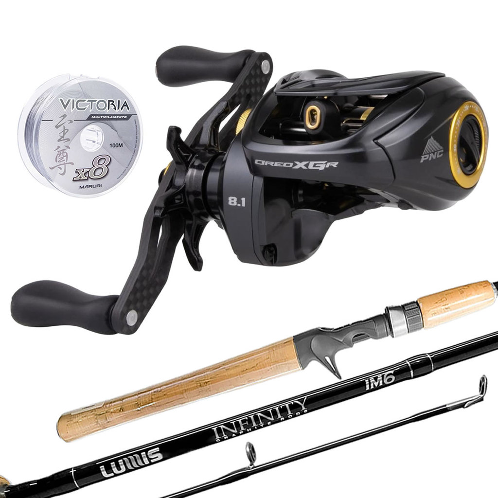 Kit Pesca Carretilha Oreo e Vara Infinity Cast Linha Mult