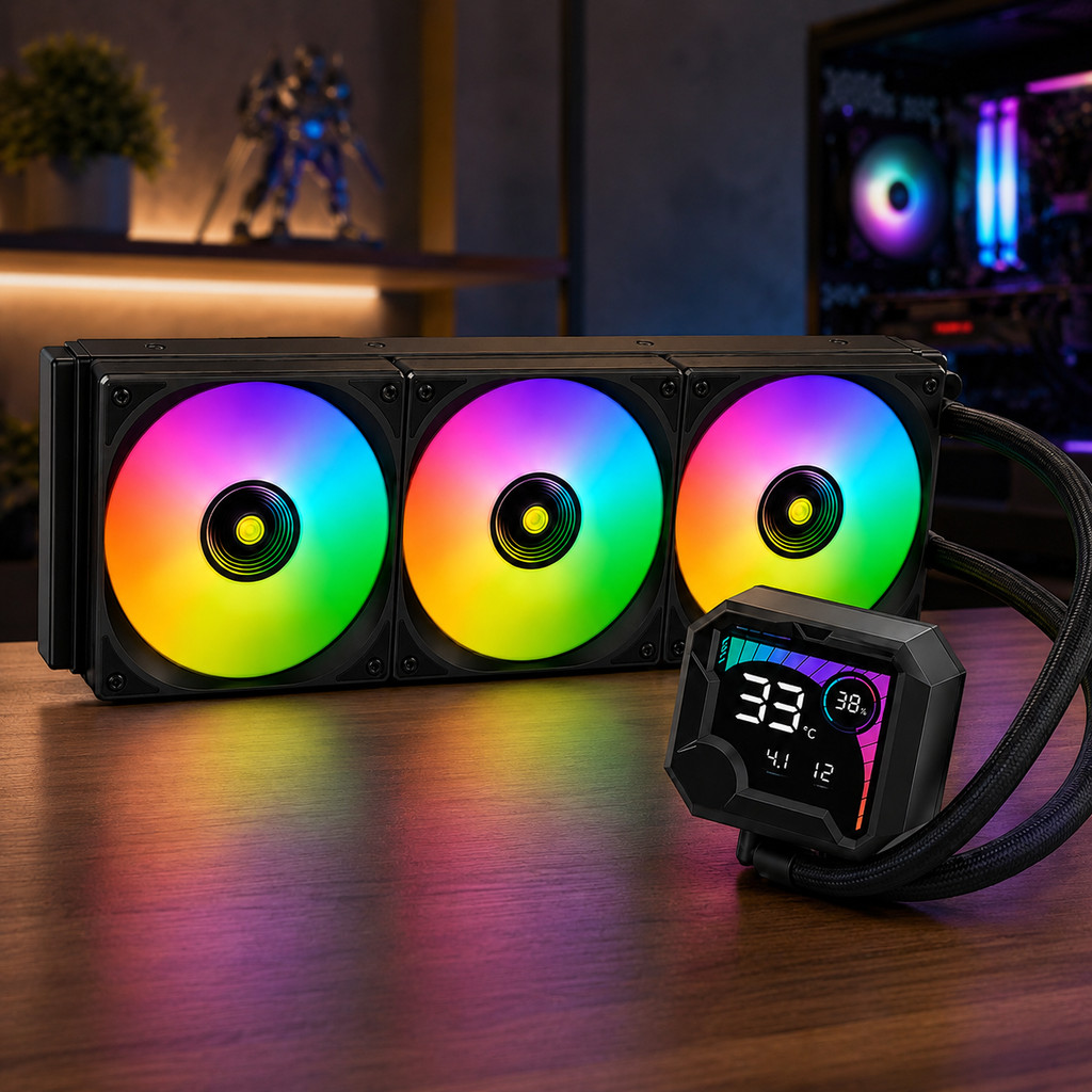 Water Cooler RGB 360mm para Processador Gamer Intel AMD Radiador Triplo DELTA-WC1836B/P