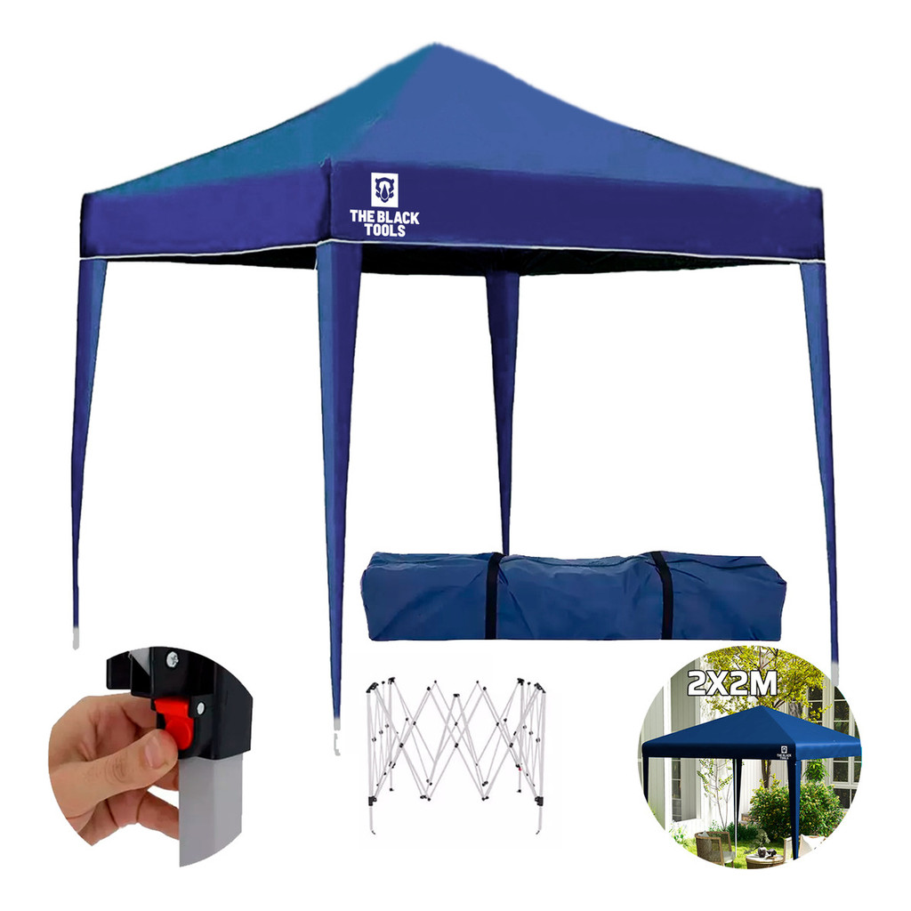 Tenda Gazebo Desmontável 2x2m Barraca Praia Camping Cor Azul