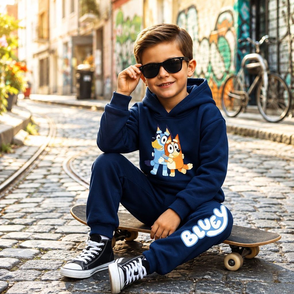 Conjunto Infantil Moletom Menino Bluey e Bingo Fofo Super Quentinho do Tamanho 2 ao 14