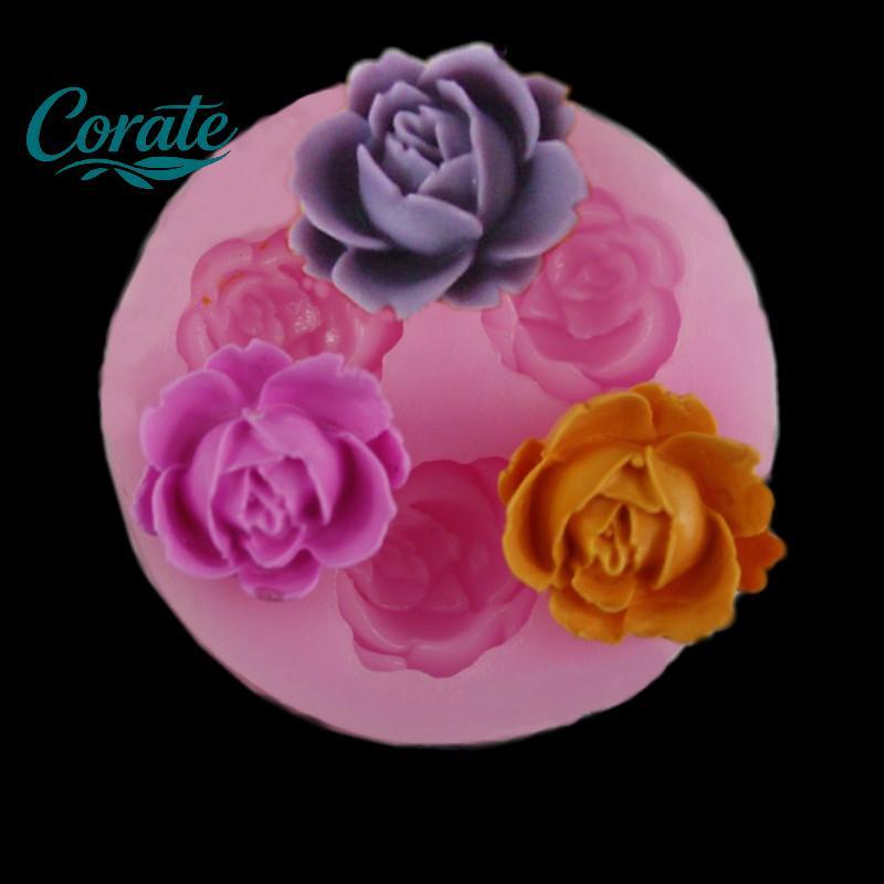 [Corate] 3d Rosa Flor silicone fondant Molde Decoração Do Bolo chocolate Açúcar Artesanato De Cozimento