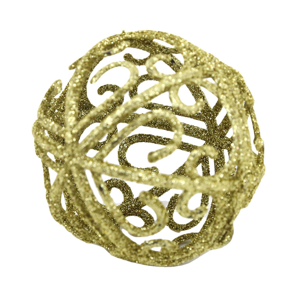 Kit Bola Arabesco Natal Le Dourado 6cm com 6 Unidades