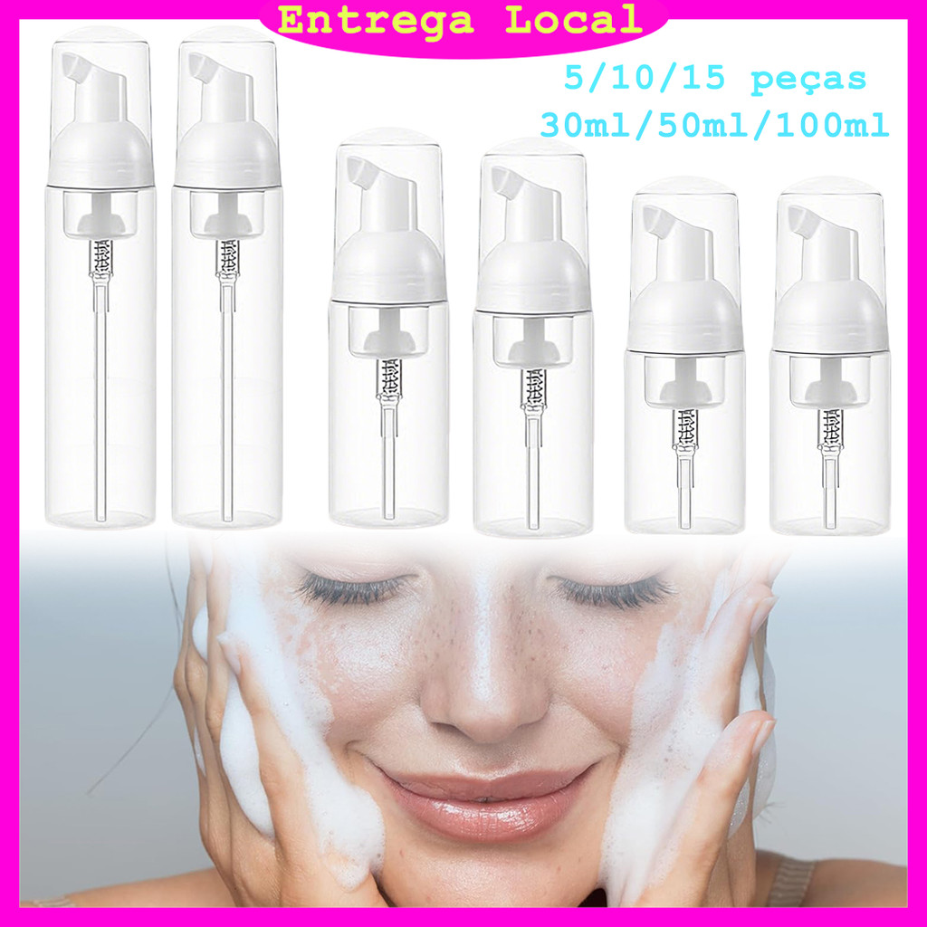 5/10/15 Pçs Frasco Pump Espumador 30/50/100 ml, Reutilizável para Sabonete Líquido e Skincare e Limpeza de Pele Profunda