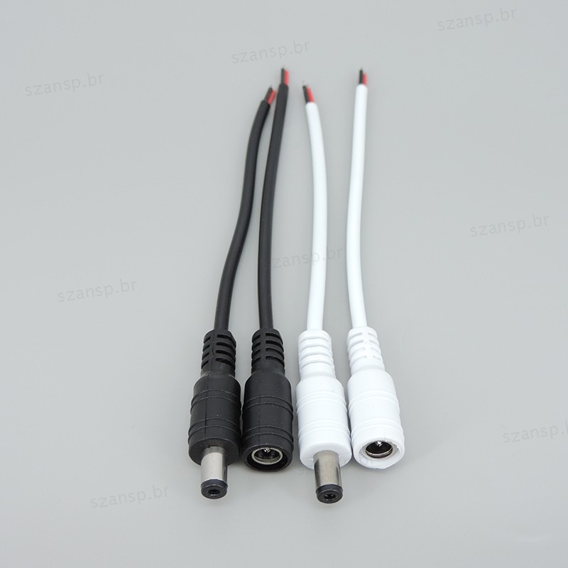 DC Macho Fêmea Fonte De Alimentação Plug Cabo Fio Jack pigtail 22awg Conector Para CCTV 3528 5050 LED strip Light 5.5x2.