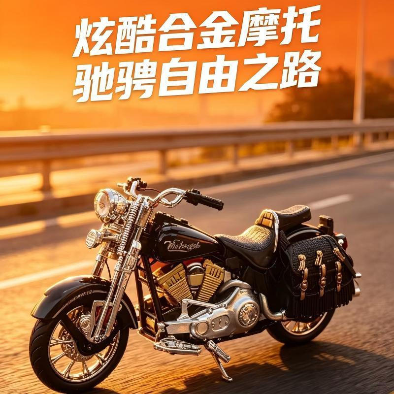 1: 10 modelo de motocicleta em liga Harley, som, efeito de luz, Pedal móvel, vídeo curto, estilo locomotiva, adereços de