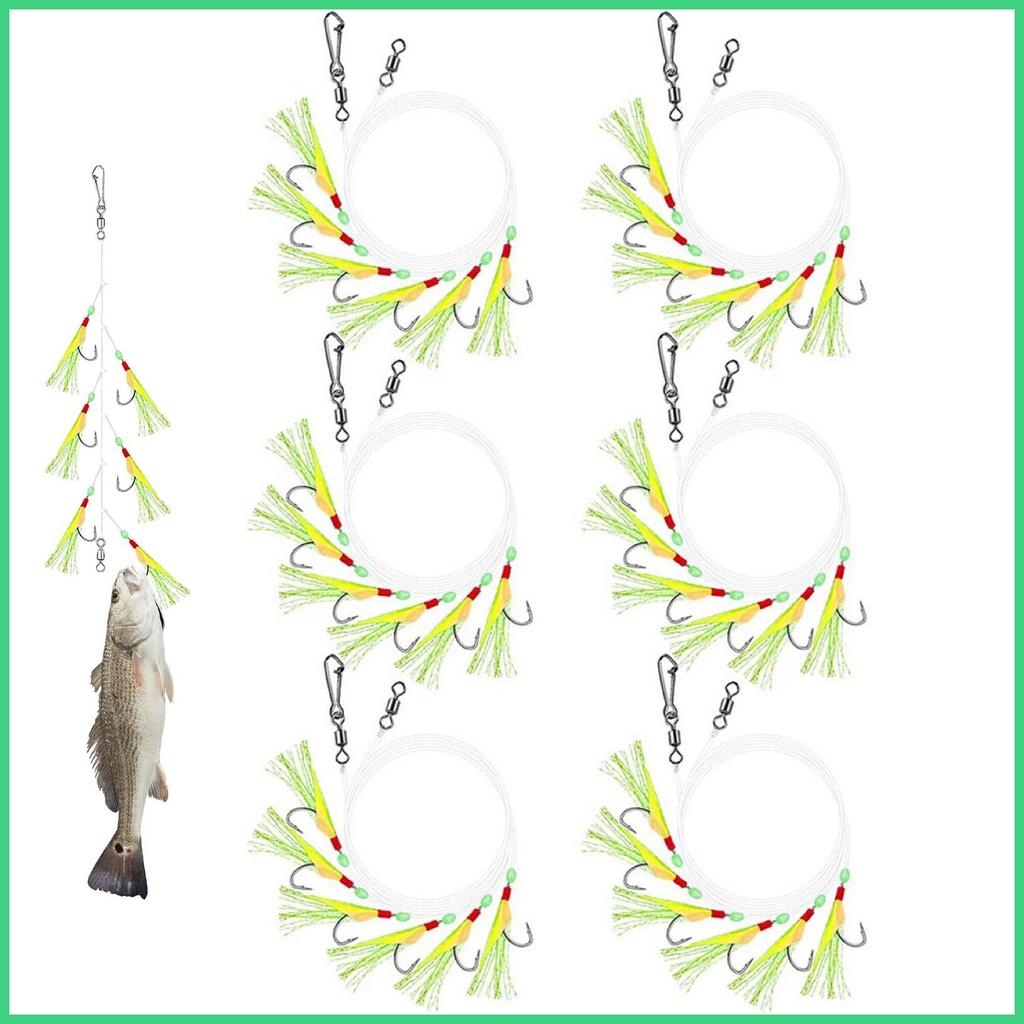 Equipamentos De Tipoia Para Pesca , 6 Peças , Pré-Amarrado , Brilhante , Realista , Contas Brilhantes , Equipamento De P