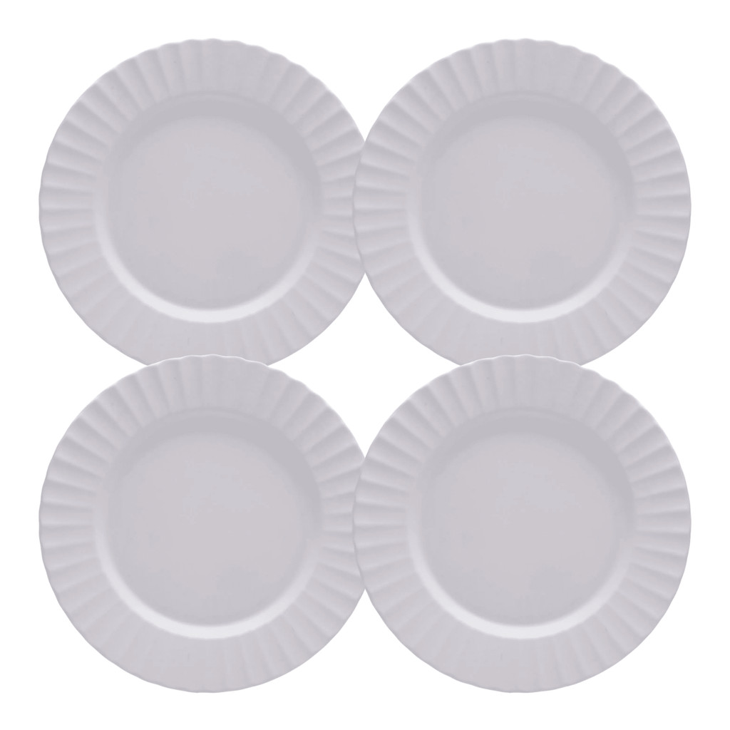 Jogo de Pratos Rasos Kit 4 Peças Gerbera 27cm Melamina Branco Lyor