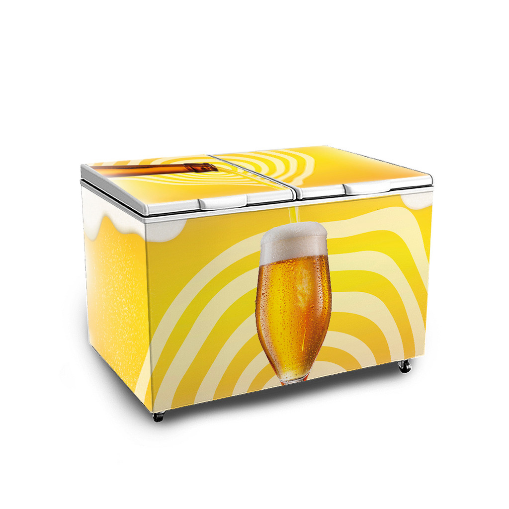 Adesivo Envelopamento Freezer Horizontal 2 Tampas Cerveja Chopp Vinil Completo