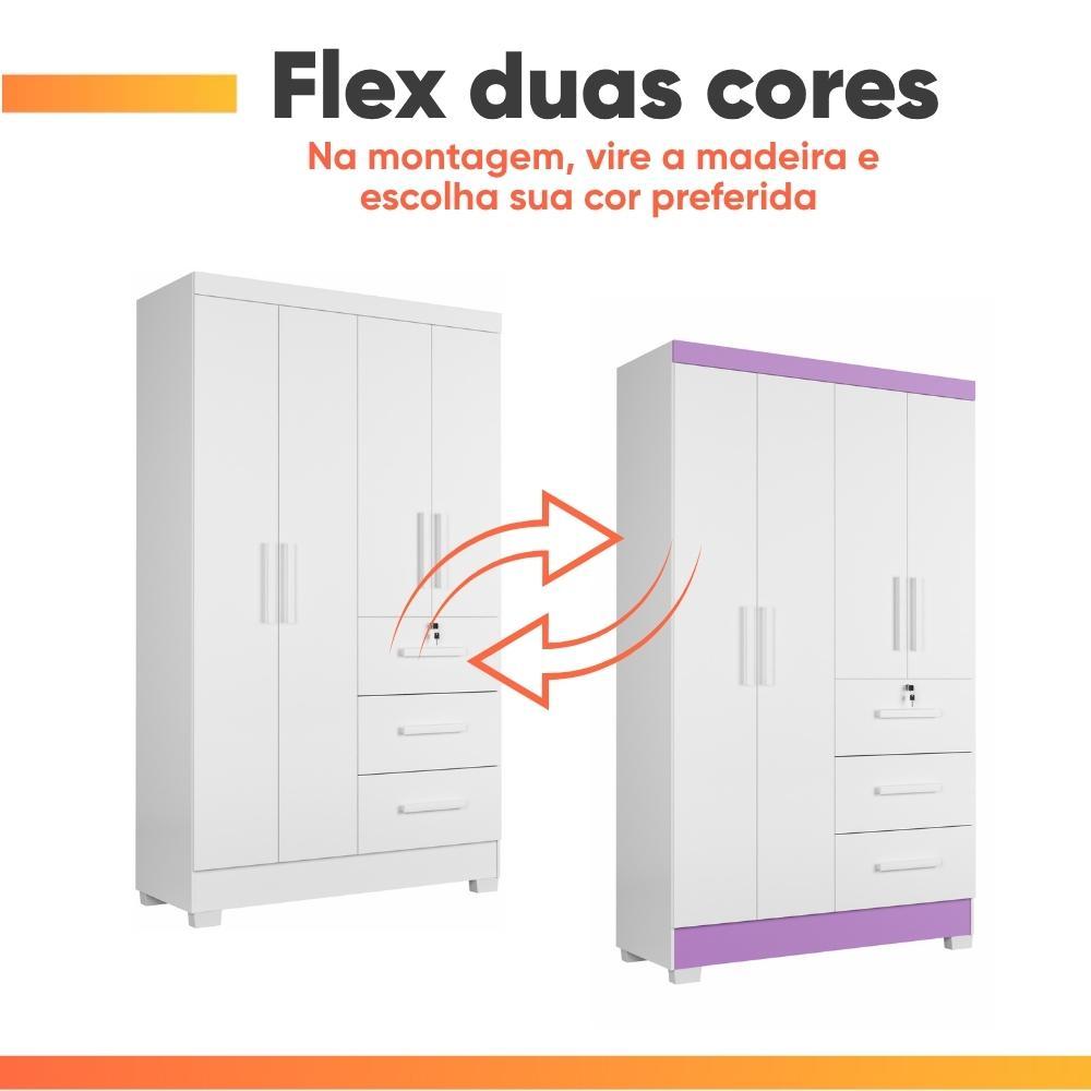 Guarda Roupas Infantil 4 Portas 3 Gavetas com Chave Flex Tami — imagem 2 de 2