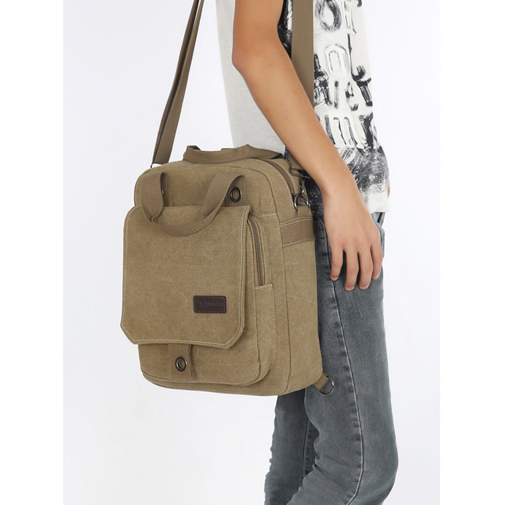 Bolsa masculina de grande capacidade, maleta Casual multifuncional, mochila de ombro de lona de dupla utilização