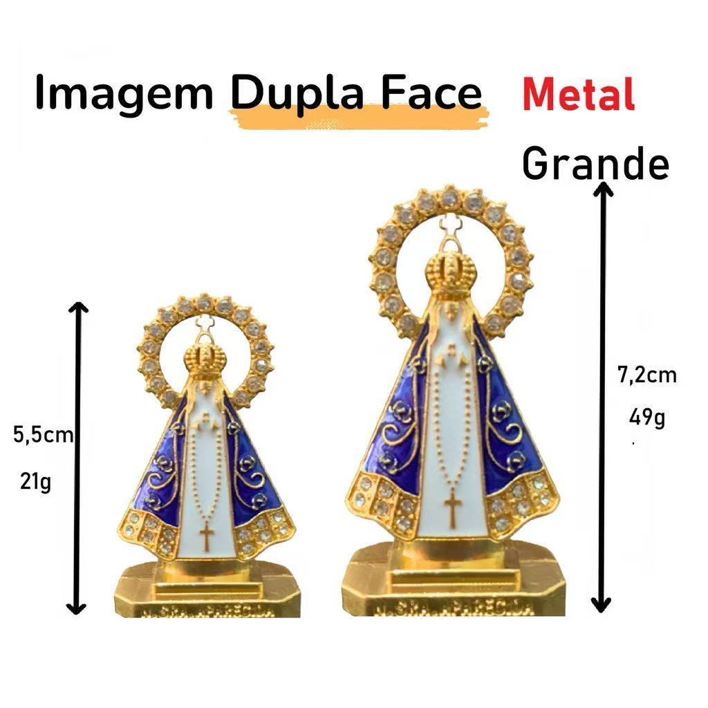 Kit 3 Santinhas Nossa Senhora Aparecida Enfeite Imagem De Metal Para Painel De Carro Dupla Face