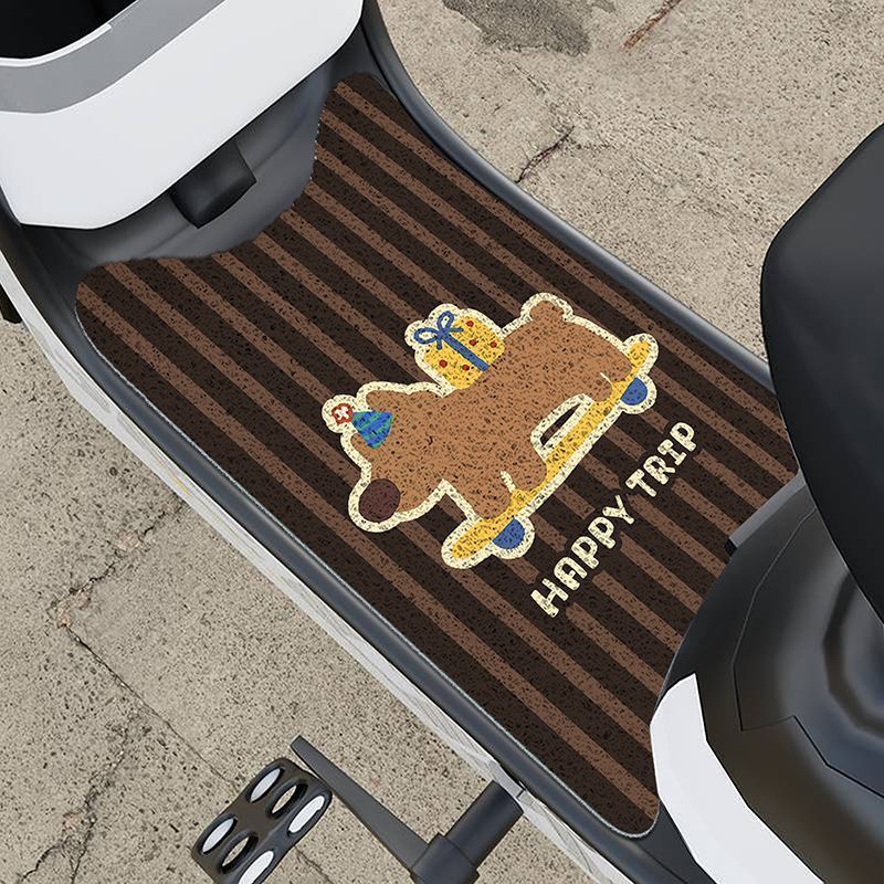 Tapete para veículo elétrico, cortável à vontade, tapete antiderrapante de laço de seda, design de cachorrinho de desenh