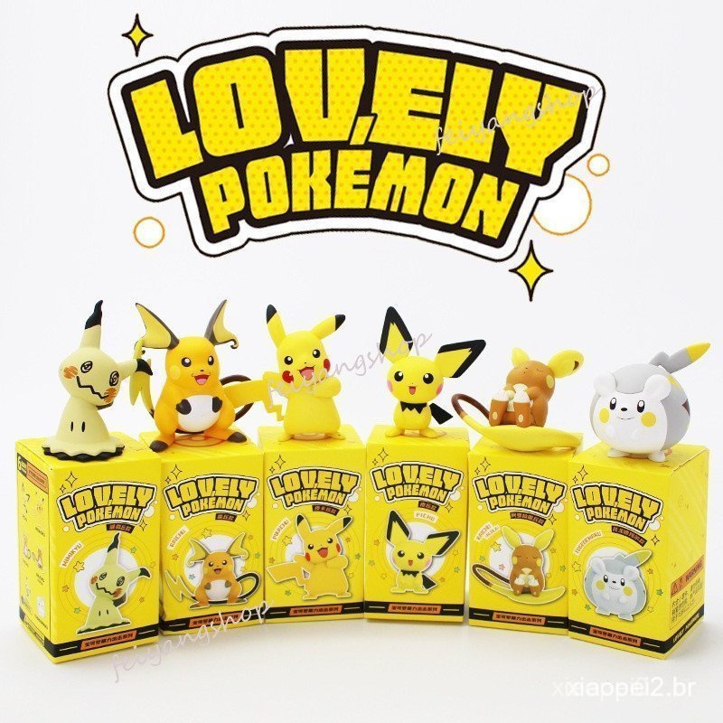 Gracinha Fantasia Anime Bonecos Enfeites Pokemon 6Pcs/kit Mini Boneca Pikachu Tartaruga Igeni Boneca De Brinquedo Adoráv