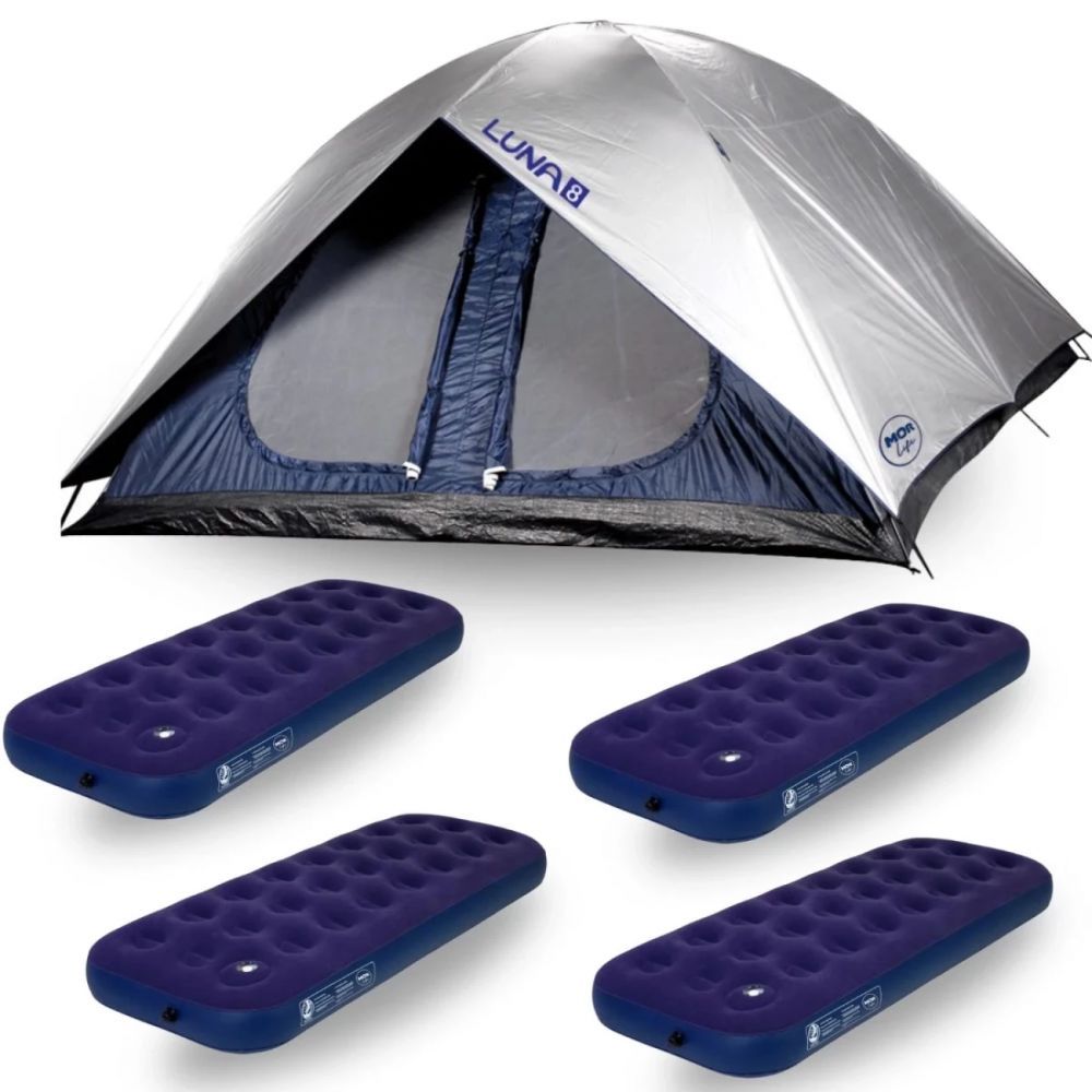 Kit Barraca Luna 8 Lugares Mor + 4 Colchões Infláveis Solteiro Camping e Aventura