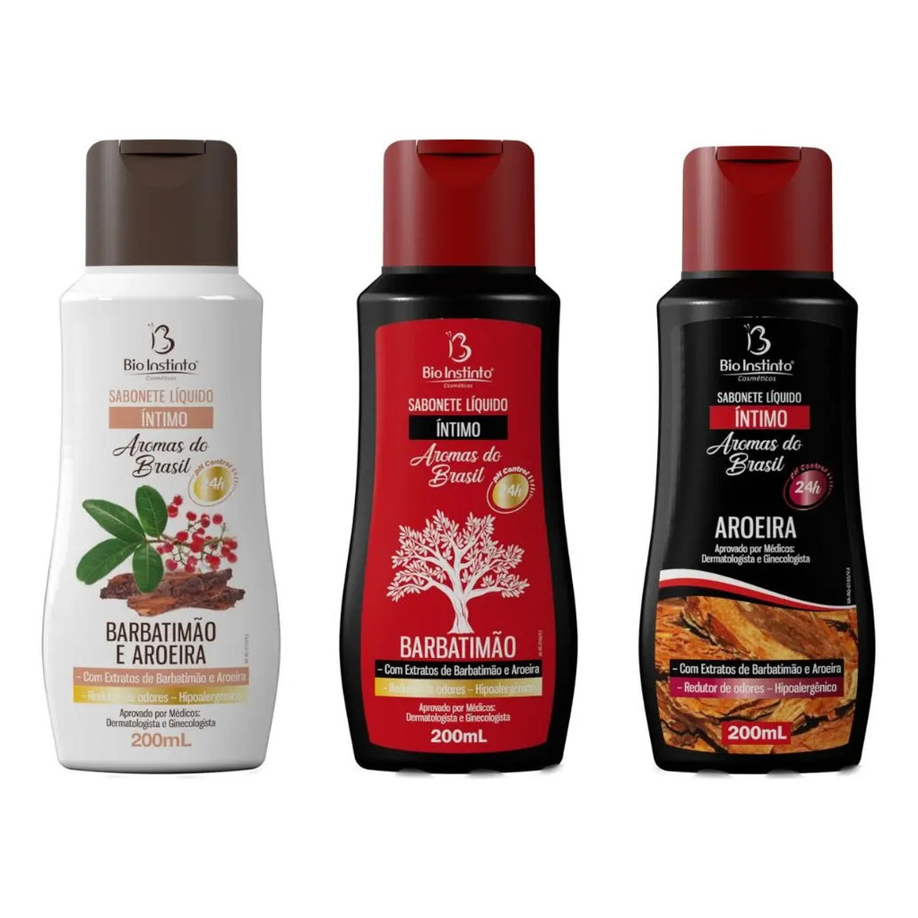 Kit 3 Sabonete intimo feminino Barbatimão, Aroeira E Barbatimão E Aroeira Bio Instinto
