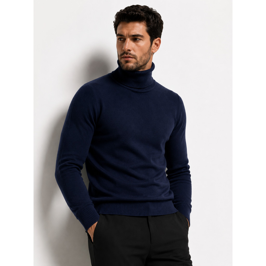 Cacharrel Blusa Tricot Lã Masculina Gola Alta Mp765