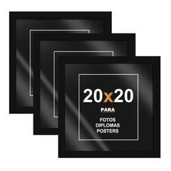 Kit 3 Quadros Parede 20x20 Com Vidro Ou Acetato