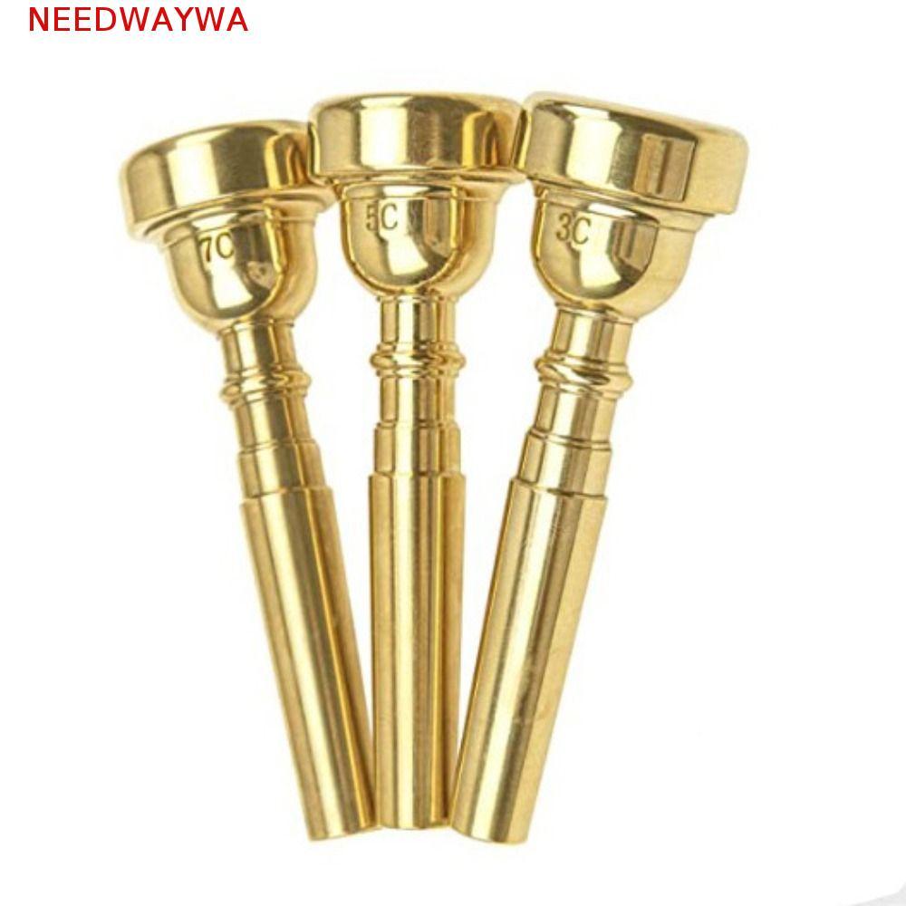 NEEDWAYWA Boca De Corneta De Trompete , Bocal De Metal Com Chifre 3C/5C/7C , Profissional Para Iniciantes , Prata E Ouro