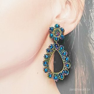 Brincos populares originais em formato de gota d'água, brincos boêmios vintage com miçangas, brincos artesanais de estil