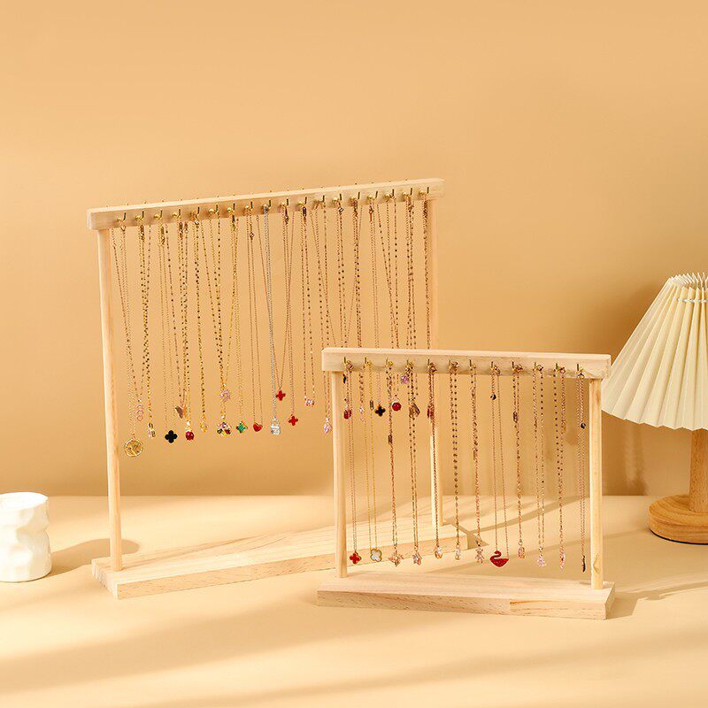 Brincos de madeira maciça colar expositor grande camisola corrente cabide pulseira jóias cabide Rack exibição