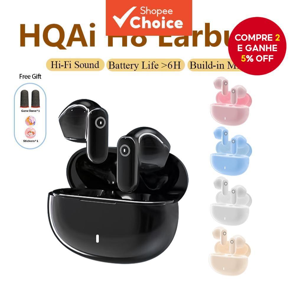 HQAi H8 TWS Mini Fone de Ouvido Bluetooth Esportivo Sem Fio com Cancelamento de Ruído e Som Hi-fi