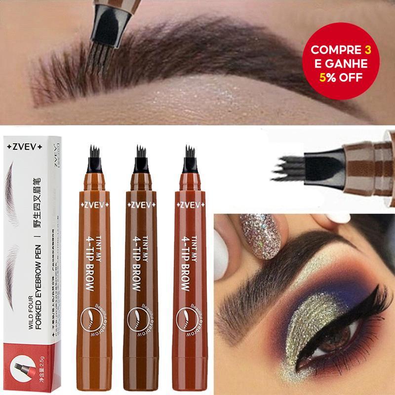 Caneta De Sobrancelha Microblading Com 4 Pontas Finas-Cria Traços Realistas Semelhantes A Cabelos Para Sobrancelhas À Pr
