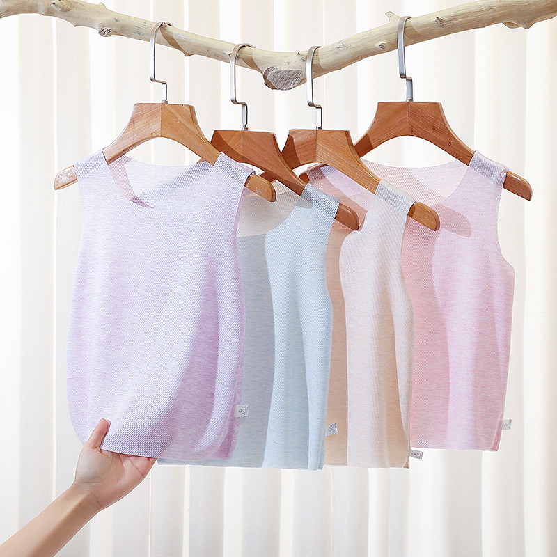 Colete infantil verão estilo fino Modal desossado roupa interior para meninos meninas Bottoming topos médio grande crian