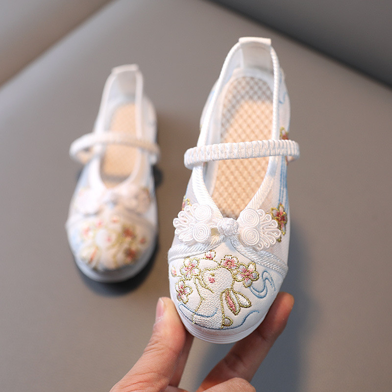 Velho pequim crianças malha gaze sapatos meninas sapatos bordados estilo chinês traje antigo bebê artesanal estilo antig