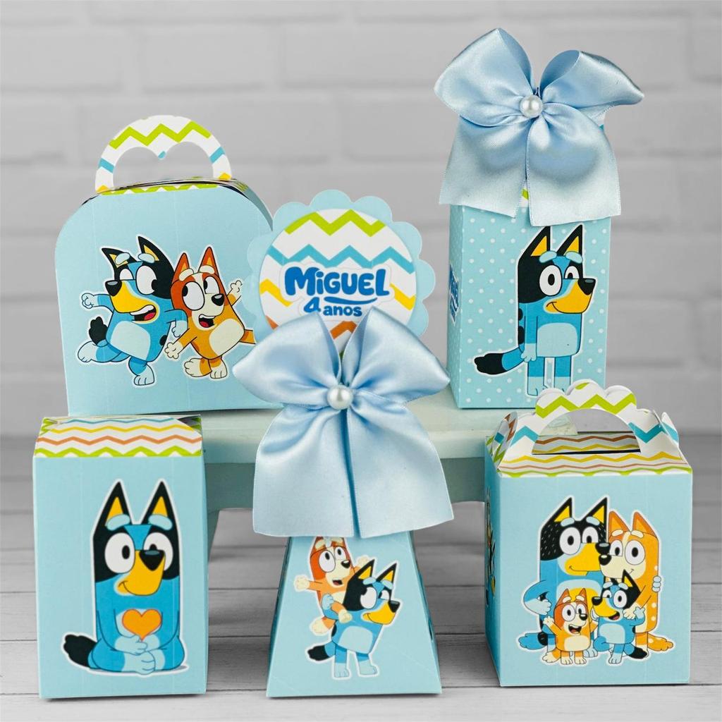 Kit Festa BLUEY | Pegue e Monte Personalizado Lembrancinhas Caixas Aniversário Caixinha Aniversário Infantil