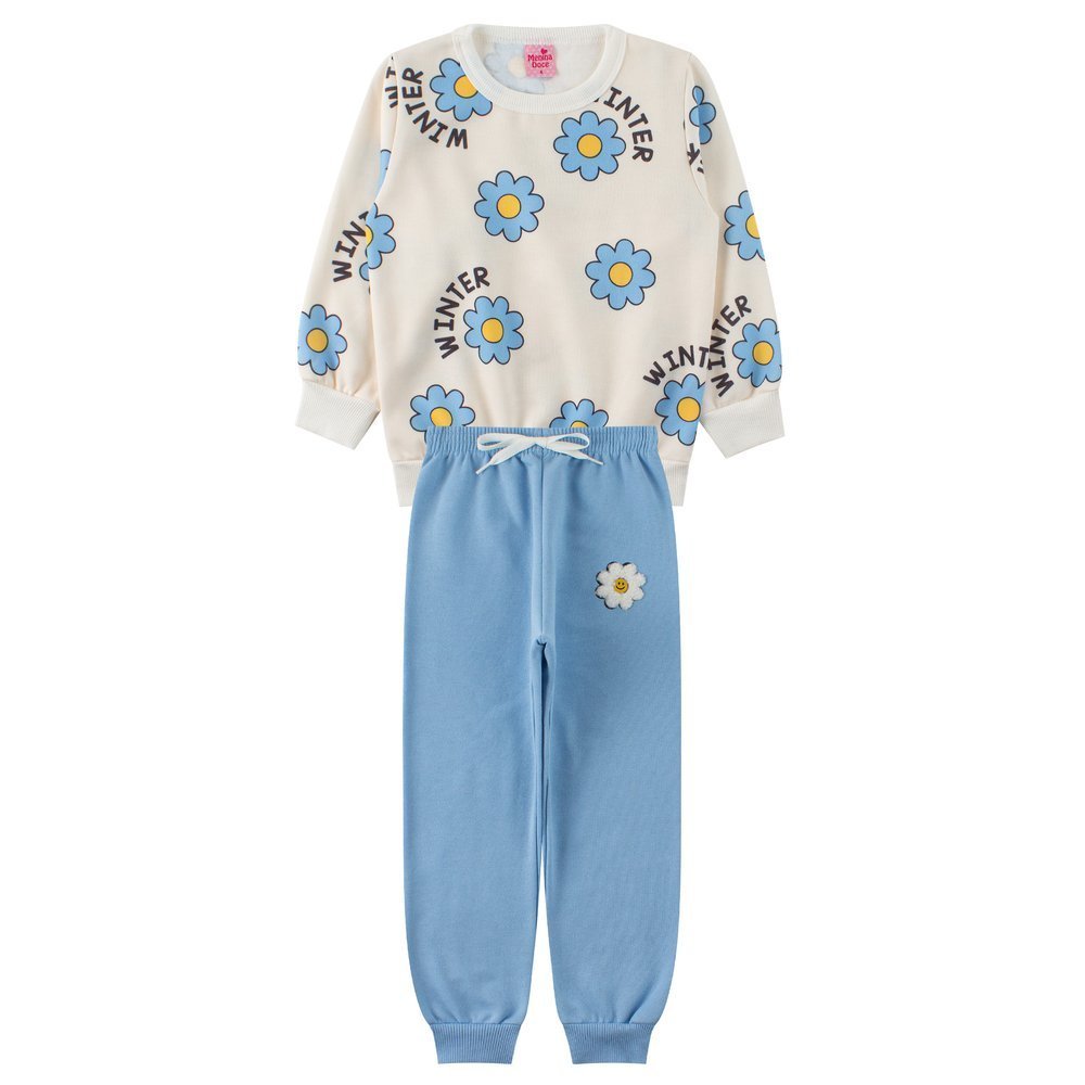 Conjunto Infantil Feminino Moletom Sublimado Peluciado/Moletom Peluciado Winter - Menina Doce