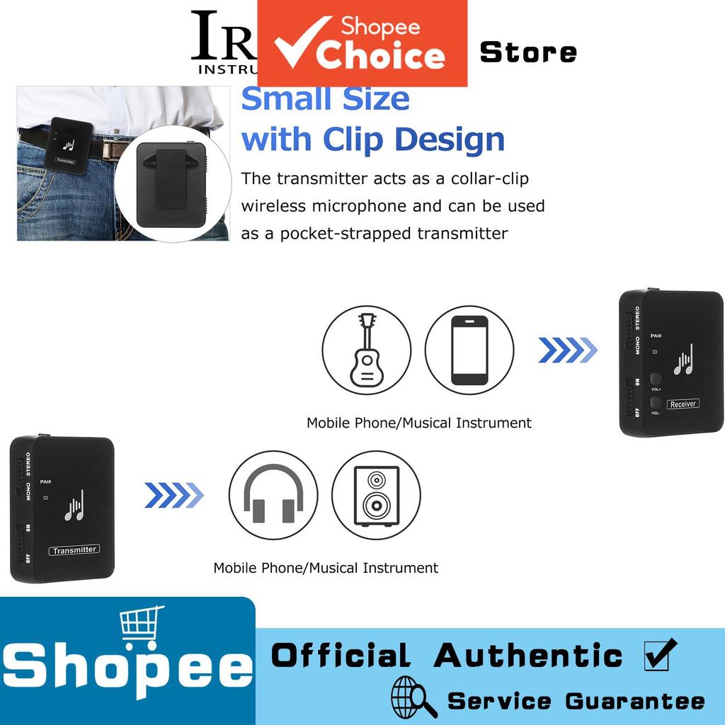 Sistema de Monitor de Fone de Ouvido Sem Fio M-VAVE M8 Transmissor Sem Fio Recarregável Receptor Estéreo Comutável Mono