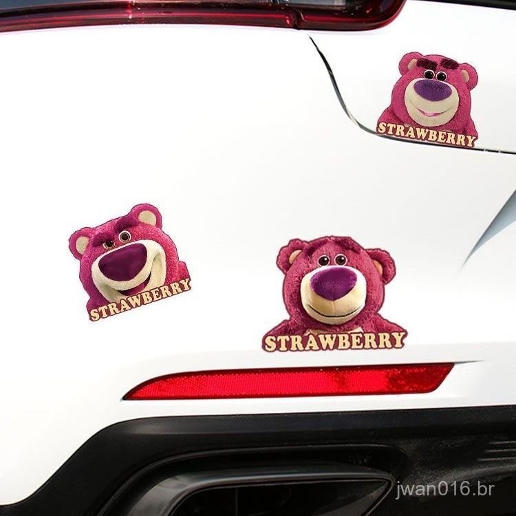 [Corretivo Fofo] Adesivo de carro Urso Morango, decalque para carroceria, cobertura para arranhões de carro, adesivo par