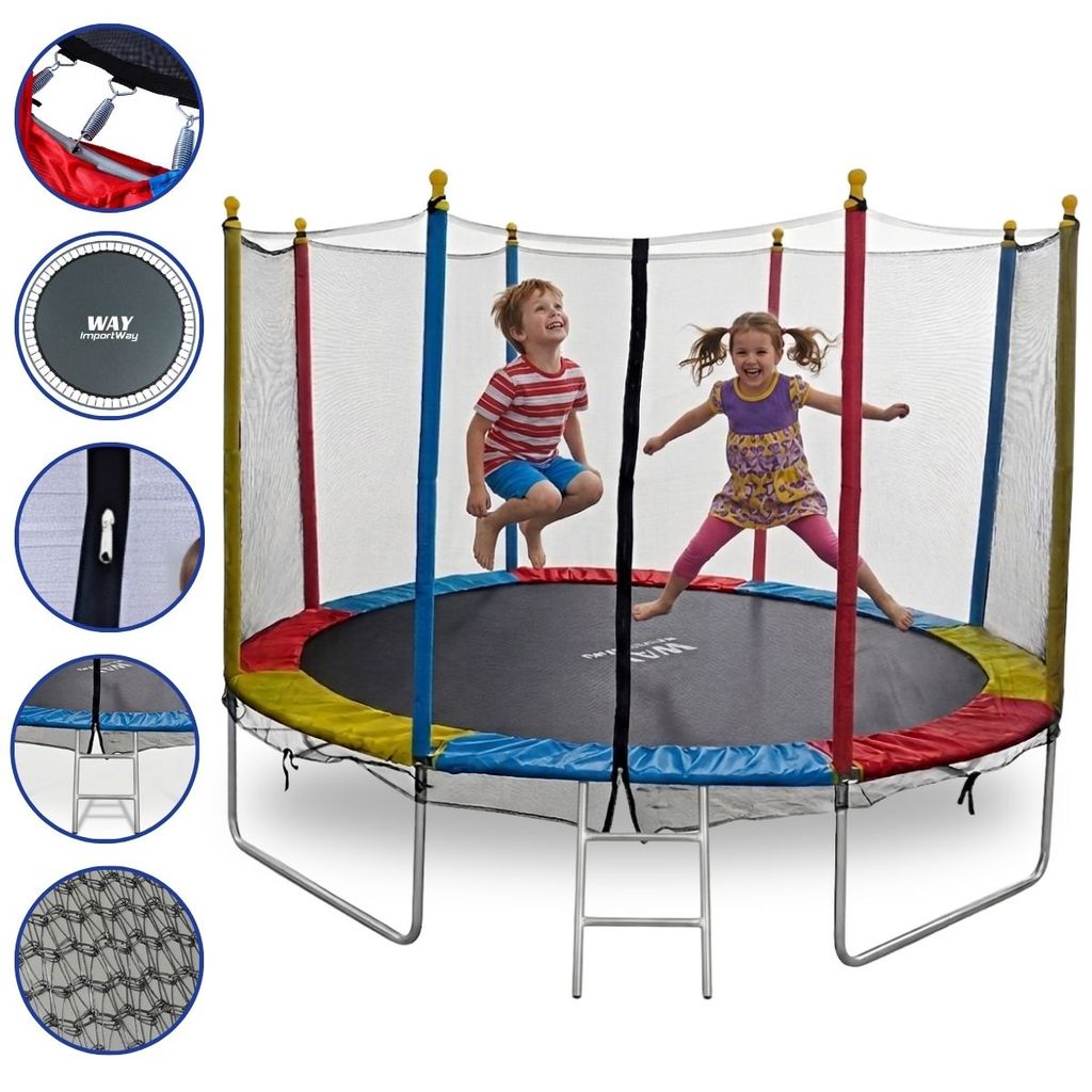 Cama Elástica Infantil 244cm Pula Pula Colorido Rede de Proteção Escada IWCE001 Importway