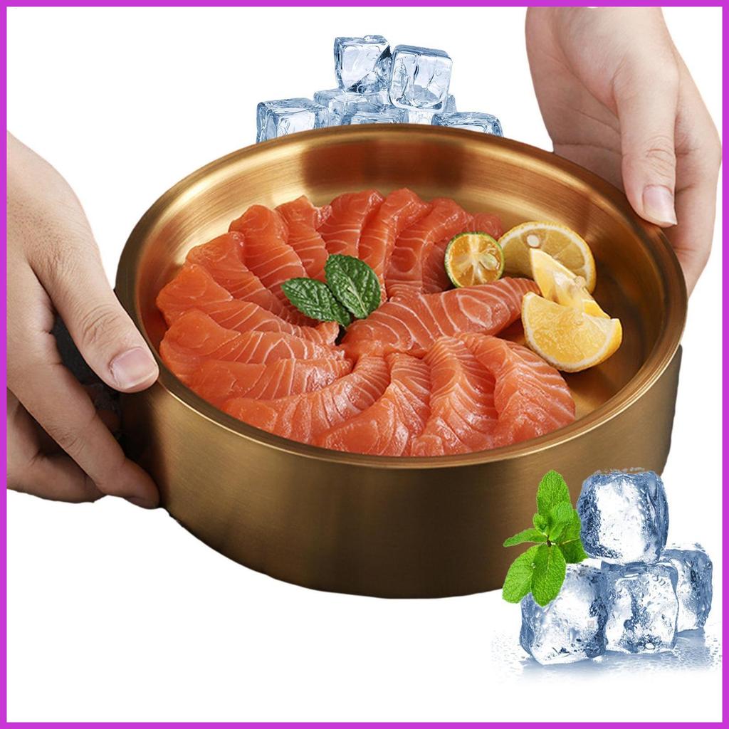 Dip Chiller Bowl De Aço Inoxidável Manter Frio Servindo Pratos Duráveis Ao Ar Livre Tigelas De Gelo Para yauaerbr