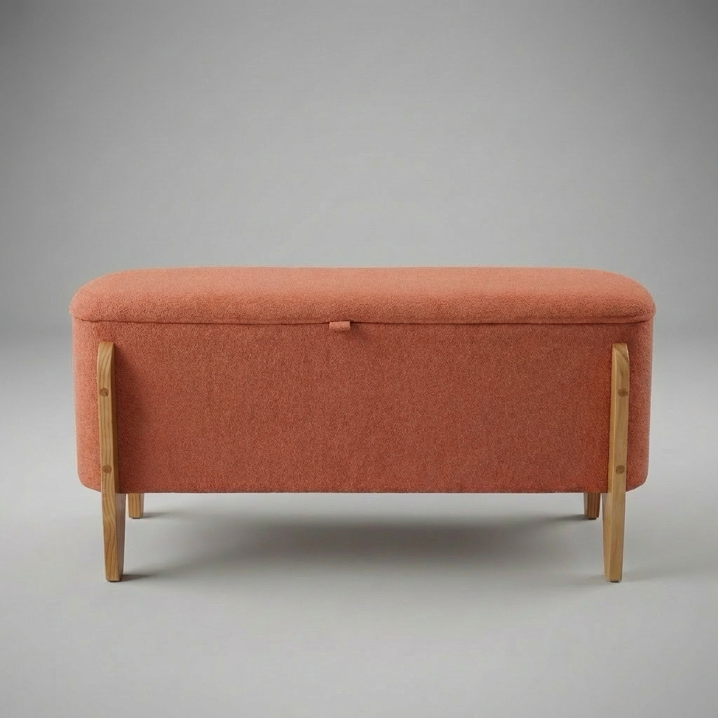 Banco Baú Bouclé 120cm Grande Pés Madeira Sapateira Organizador Brinquedo Quarto Casal - Varias cores